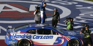 Larson holds Dillon, Suarez for NASCAR win at Fontana

