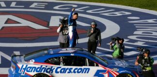 Larson holds Dillon, Suarez for NASCAR win at Fontana

