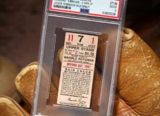 The Stub from Robinson’s debut in ’47 sells for $480,000 The Stub from Robinson's debut in '47 sells for $480,000