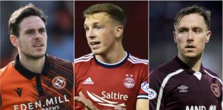 Players from a total of six clubs feature in March's Scottish Premiership team of the month