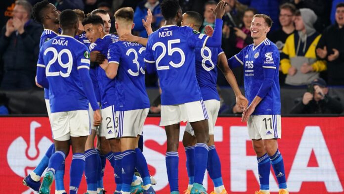 Albrighton-and-Iheanacho-earn-Leicester-victory-over-Rennes.jpg Leicester players celebrate Marc Albrighton's opener