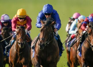 Appleby reveals three-year-old plans for Traditional . hopefuls NEWMARKET, ENGLAND - OCTOBER 09: William Buick riding Native Trail (C, blue) win The Darley Dewhurst Stakes at Newmarket Racecourse on October 09, 2023 in Newmarket, England. (Photo by Alan Crowhurst/Getty Images)