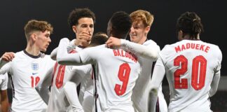 Elbasan, Albania - MARCH 29: During the qualifying match for the European Under-21 Championship between Albania U-21 and England U-21 at Elbasan Arena on March 29, 2023 in Elbasan, Albania.  (Photo by Chris Rico - FA/FA via Getty Images)