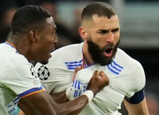 Benzema hat-trick in 17 minutes stuns Paris Saint-Germain within the epic CL Real Madrid's David Alaba celebrates Karim Benzema, who scored his team's first goal