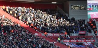 Chelsea fans finish away from home ahead of the Emirates Cup quarter-final match at Riverside Stadium