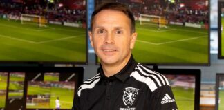 GLASGOW, SCOTLAND - MARCH 02: Media event with referees receiving VAR training at Hampden Park, on March 02, in Glasgow, Scotland. ..Pictured: Crawford Allan (Head of Referee Operations - Scottish FA) (Photo by Alan Harvey / SNS Group)