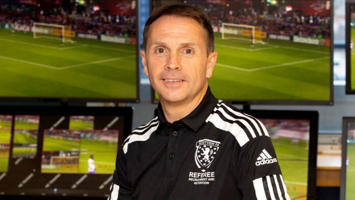 GLASGOW, SCOTLAND - MARCH 02: Media event with referees receiving VAR training at Hampden Park, on March 02, in Glasgow, Scotland. ..Pictured: Crawford Allan (Head of Referee Operations - Scottish FA) (Photo by Alan Harvey / SNS Group)