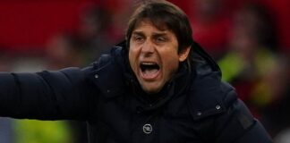Tottenham Hotspur manager Antonio Conte during the Premier League match at Old Trafford, Manchester. Picture date: Saturday March 12, 2023.