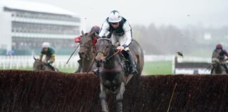 L'Homme Presse jumps all the way from the front to win the Brown Advisory Novices' Chase at Cheltenham