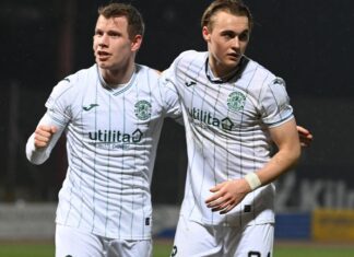 Dundee will get first level of McGee period with Hibs tie Runar Hauge (L) and Elias Melkersen make their Hibs debut during the Cinch Premiership match between Dundee and Hibs at Dens Park