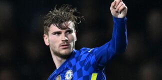 Timo Werner celebrates after equalising for Chelsea