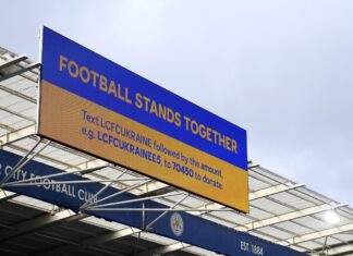 Soccer reveals solidarity with Ukraine Screens display the message 'Football Stands Together'