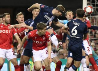 Forest Tody Huddersfield to arrange for Liverpool’s FA Cup match Tom Lees had led Huddersfield to the front on city ground