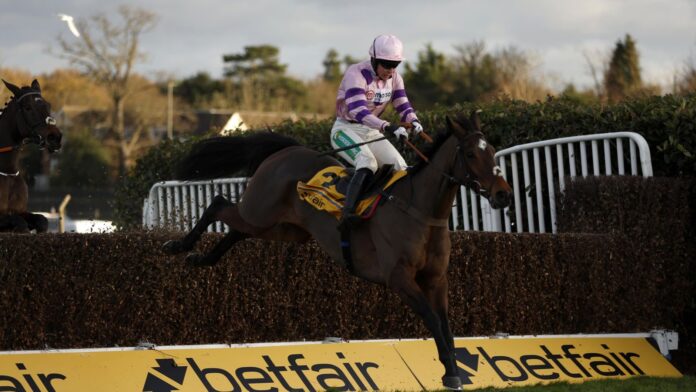 Greaneteen-suspects-Champion-Chase-with-an-eye-injury.jpg Bryony Frost and Greaneteen clear the last in the Tingle Creek at Sandown