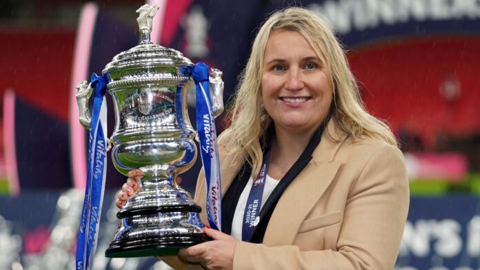 Hayes-Any-changes-will-maintain-Chelseas-success.jpg Chelsea manager Emma Hayes celebrates with the trophy after the Vitality Women's FA Cup final