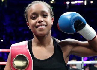 Jonas: How do I stability motherhood with glory AMIR KHAN v KELL BROOK 19-2-2022.AO ARENA, MANCHESTER.PIC LAWRENCE LUSTIG.NATASHA JONAS v CHRIS NAMUS