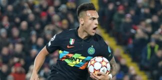 Lautaro Martinez Inter Milan celebrates after scoring (AP)