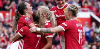 Katie Zelm has been attacked by her teammates after giving Manchester United a 2-1 lead with a penalty