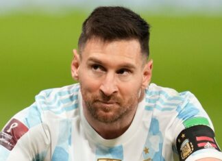 Messi on his future: Many issues will change after the World Cup Argentina's Lionel Messi reacts after falling down on the pitch during a qualifying soccer match for the FIFA World Cup Qatar 2023 against Venezuela, at the Bombonera stadium in Buenos Aires, Argentina, Friday, March 25, 2023.(AP Photo/Natacha Pisarenko)