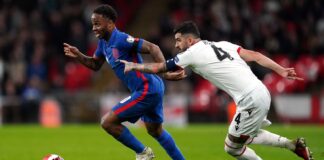 Raheem Sterling in action for England against Albania
