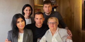 Andriy Shevchenko in happier times with his niece, sister and mother.