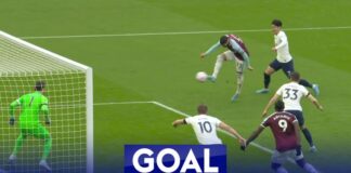 Benrahma scores for West Ham as they look to fight against Tottenham.
