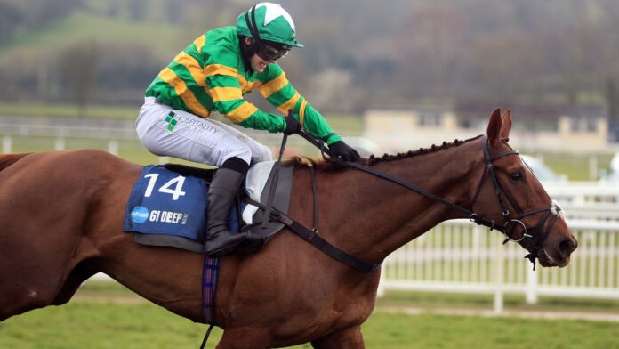 Jonjo O&#39;Neill Jr rides Time To Get Up to victory in the 2023 Midlands Grand National for his father, Jonjo O&#39;Neill.