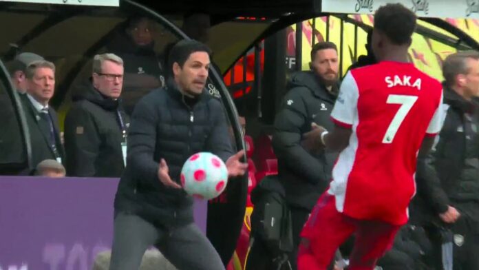 The-Reference-Watch-Should-the-Arteta-incident-have-been-punished.jpg Mike Arteta quickly returns the ball to Bukayo Saka to help set up their third goal against Watford at Vicarage Road.