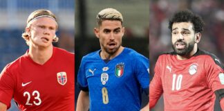 Erling Haaland, Jorginho and Mohamed Salah will not be playing at the World Cup in Qatar (pics: AP)