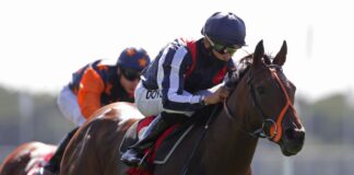 Happy Romance ridden by Sean Levey (right) wins the Goffs UK Premier Yearling Stakes at York