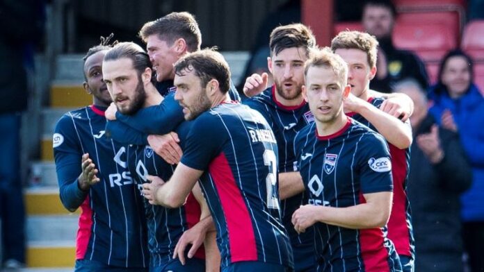 Ross-County-remains-in-the-top-six-chasers-list-after.jpg Alex Iakoviti (16) celebrates his goal with his Ross County teammates to make it 1-0 during the Premier League match between Ross County and Hearts at Global Energy Stadium