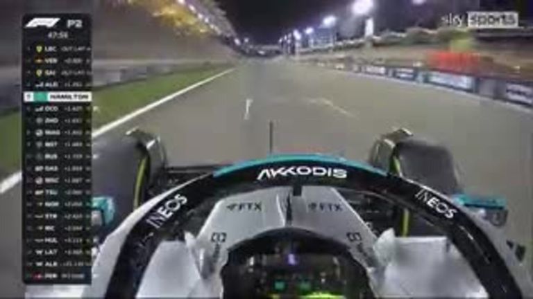 Lewis Hamilton continued to struggle with porpoises in his Mercedes during second practice in Bahrain.