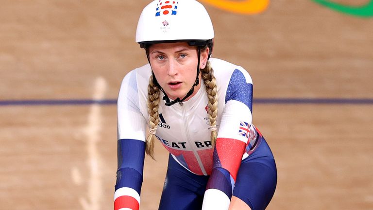 Laura Kenny poses during the Women's Omnium Scratch Race, the first round of the Tokyo 2020 Olympic Games