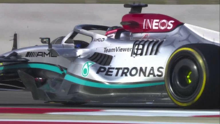 Sky Sports News Craig Slater explains why the design of the new Mercedes has caused such a stir on the track on the first day of pre-season testing in Bahrain.