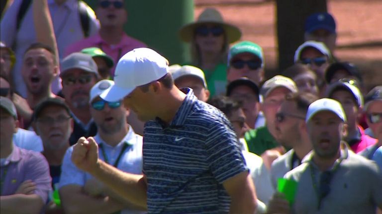 Scottie Scheffler dances to an incredible birdie after being in the trees after firing a tee on the third hole!