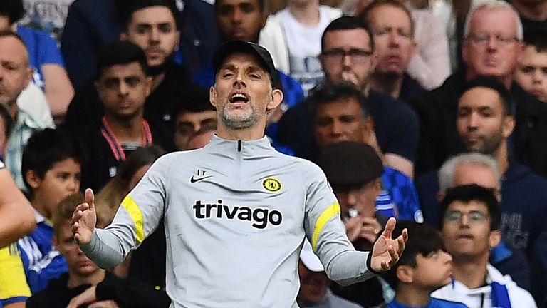 Chelsea coach Thomas Tuchel during the defeat to Manchester City