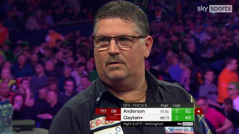 Anderson somehow found the point of a goal in this exit 92 during his quarter-final win over Johnny Clayton