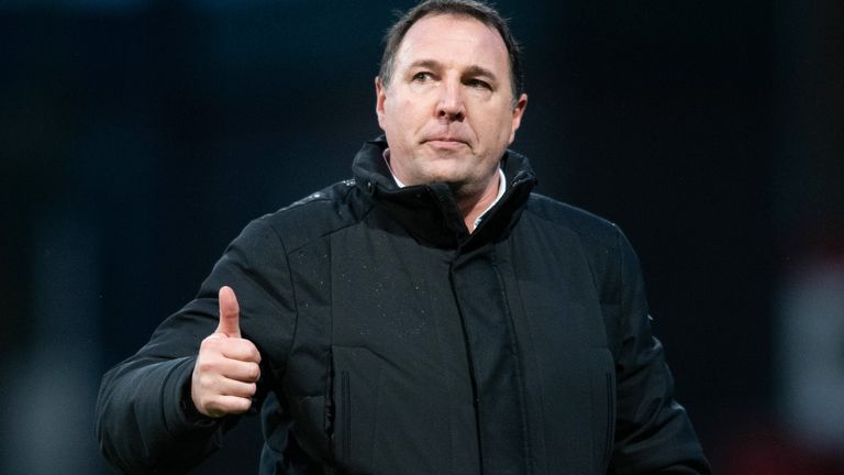 Dundee, Scotland - FEBRUARY 5: Full-time Ross County Manager Malky Mackay during the Premier League match between Dundee and Ross County Kilmac Stadium at Deans Park, on February 5, 2023, in Dundee, Scotland.  (Photo by Mark Skats/SNS Group)