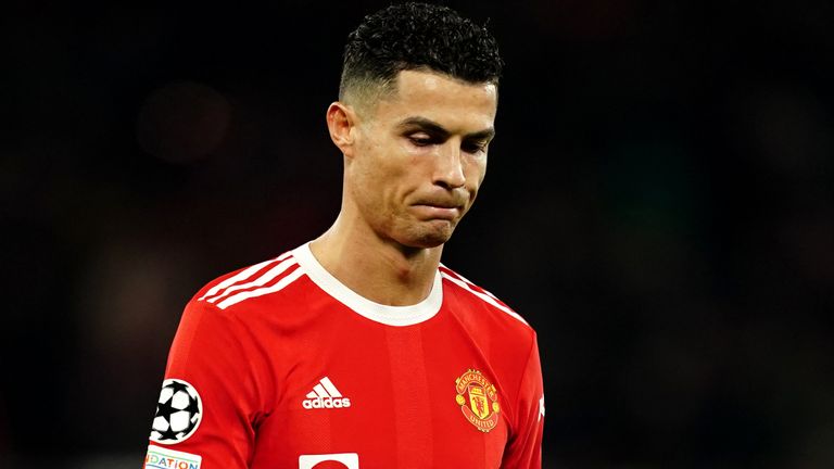 Cristiano Ronaldo sadly leaves after Manchester United were knocked out of the Champions League by Atletico Madrid