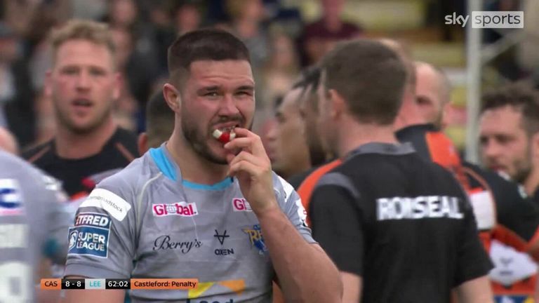 James Bentley was sent to the sidelines after a powerful tackle on John Westerman for Leeds Rhinos against Castleford Tigers.