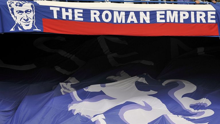Chelsea fans carried a Roman Abramovich banner at Stamford Bridge on Sunday