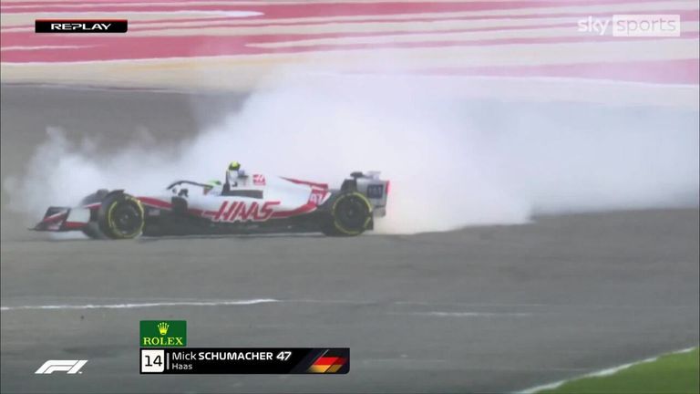 Haas driver Mick Schumacher triggered the red flag for the first time in the Bahrain test.