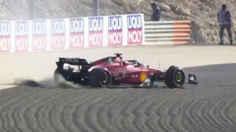 Ferrari's Charles Leclerc narrowly avoided a major crash in P3 ahead of the Bahrain Grand Prix