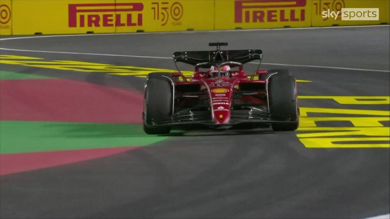 Charles Leclerc had to return to the pits in his Ferrari after hitting a wall during second practice at the Jeddah Corniche circuit.