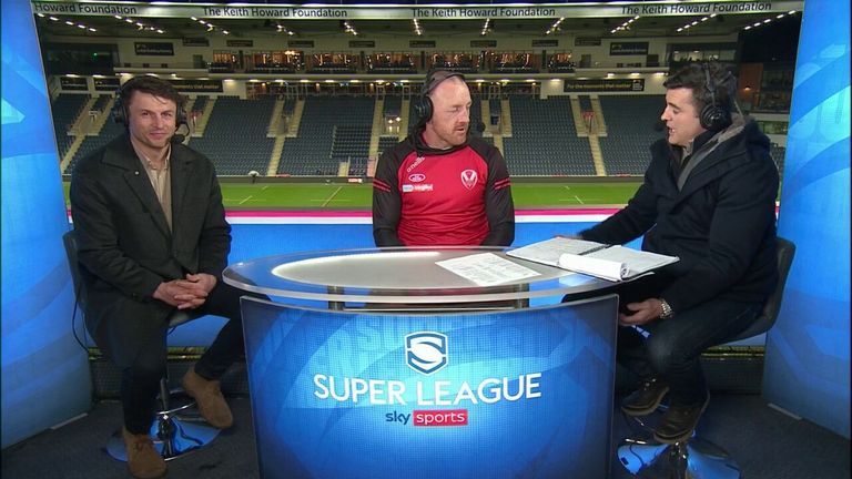 James Ruby talks about his 500th appearance at St Helens with Brian Carney and former teammate John Wilkin after beating Leeds Rhinos.