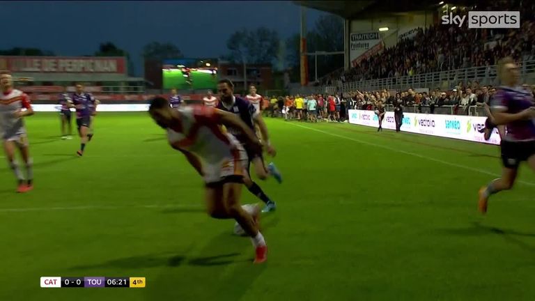 Fouad Yaha sprinted from inside his half to finish the opening match in the French Ligue 1 match between Catalan Dragons and Toulouse Olympique