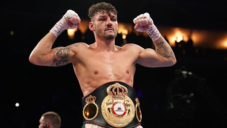 Lee Wood celebrates defeating Michael Conlan