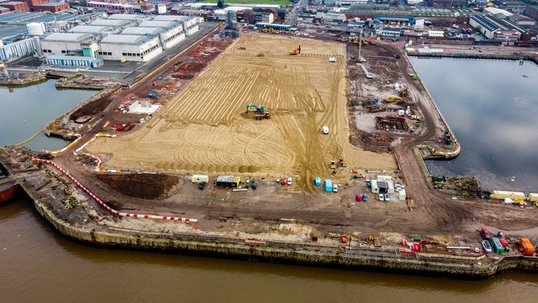 Construction has already begun on Everton's new home at Bramley-Moor Dock