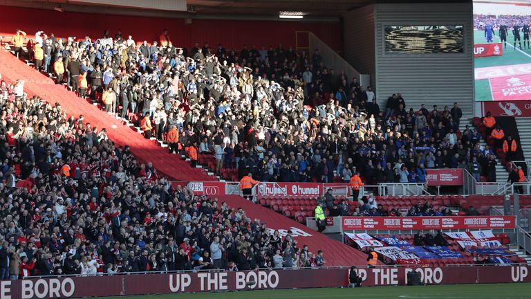 Chelsea fans finish away from home ahead of the Emirates Cup quarter-final match at Riverside Stadium