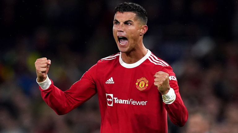 Cristiano Ronaldo of Manchester United celebrates after the final whistle of the UEFA Champions League, Group F match at Old Trafford, Manchester.  Photo date: Wednesday, September 29, 2023